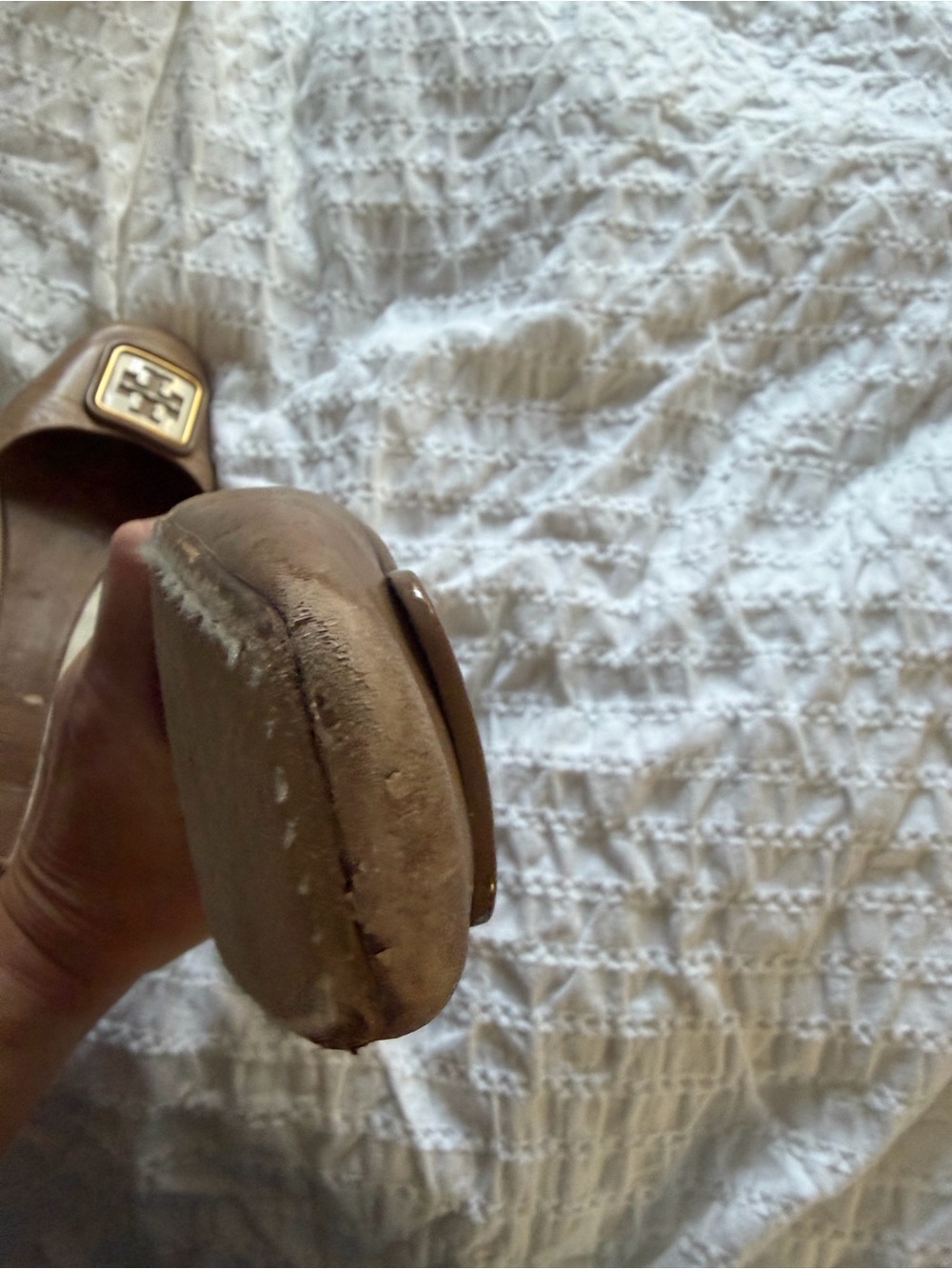 Tory Burch Camel Leather Logo-Embellished Ballet Flats - Picture 5 of 8